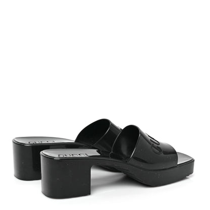 Gucci Rubber Gucci Logo Womens Platform 20/60mm Slide Sandals 38 Black 4 of 8
