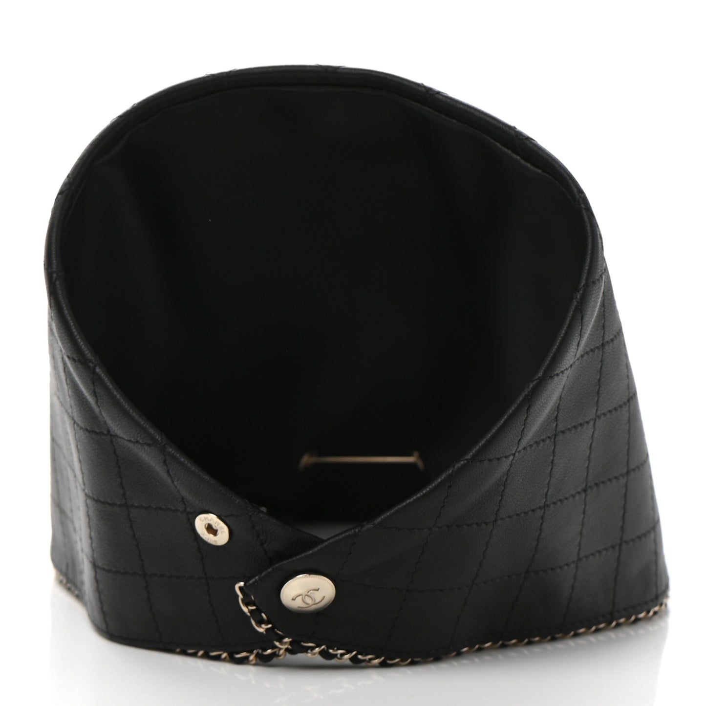 Lambskin Calfskin Chain CC Bandana Black Gold