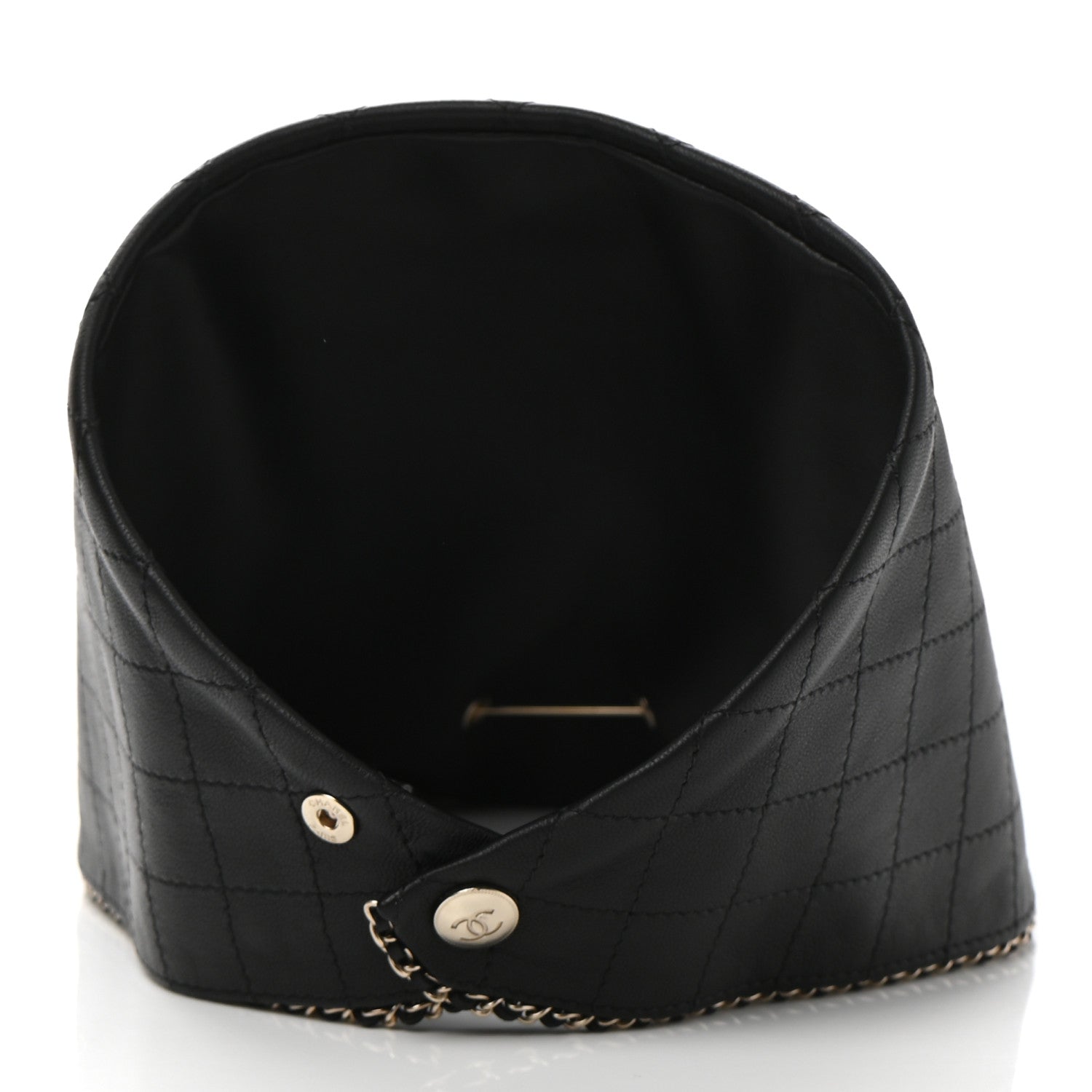 Chanel Lambskin Calfskin Chain CC Bandana Black Gold 4 of 11