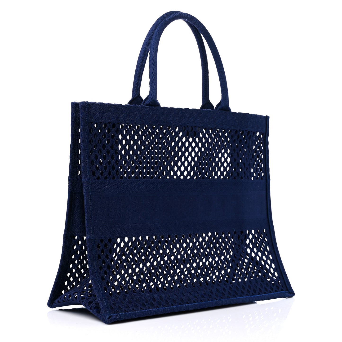 Mesh Embroidered Large Book Tote Navy Blue