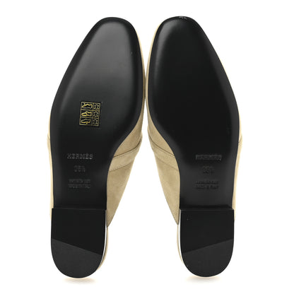 Hermes Suede Goatskin Oz Mules 36.5 Beige Lin 6 of 10