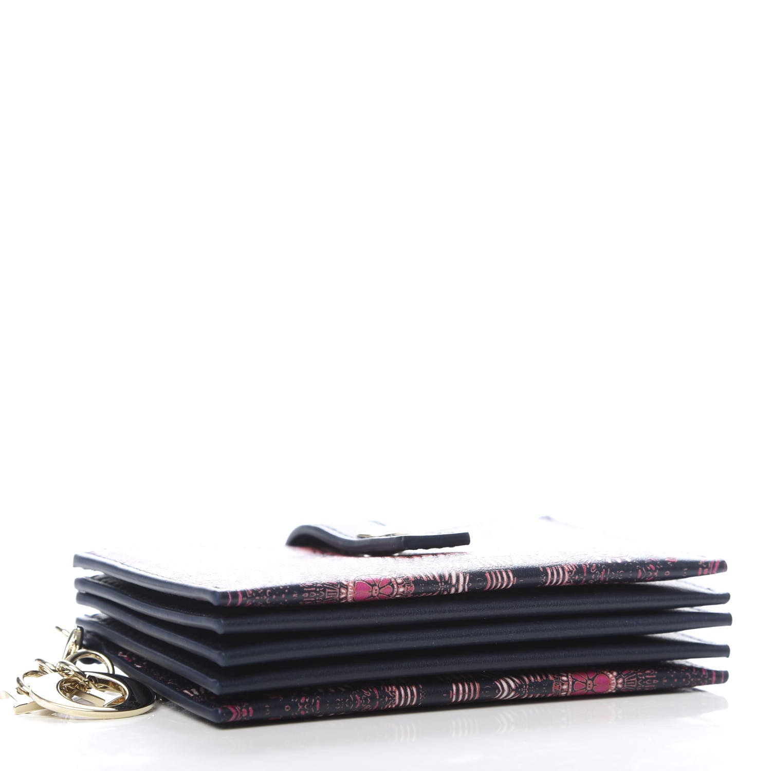 Christian Dior Calfskin Animals Lady Dior 5-Gusset Card Holder Fuchsia Multicolor 4 of 7