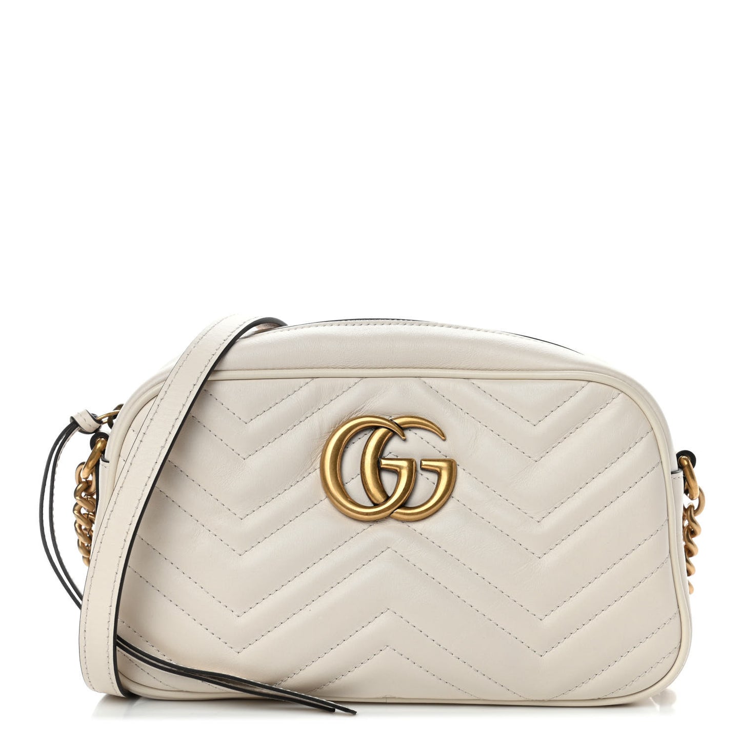 Calfskin Matelasse Small GG Marmont Chain Shoulder Bag White
