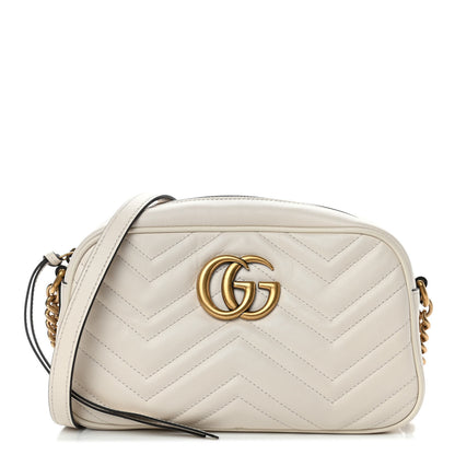 Gucci Calfskin Matelasse Small GG Marmont Chain Shoulder Bag White 1 of 4