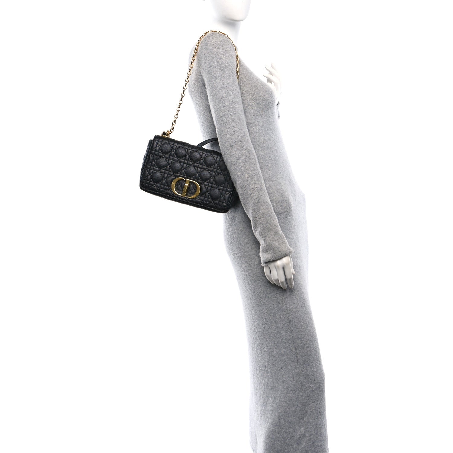 Christian Dior Calfskin Cannage Medium Caro Bag Black 2 of 10