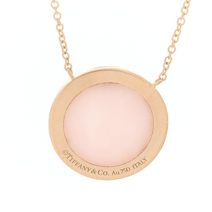 Tiffany 18K Rose Gold Diamond Pink Opal T Circle Pendant Necklace 4 of 6