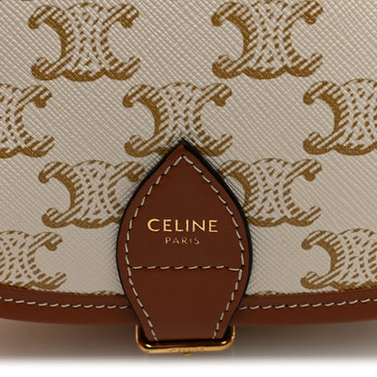 Celine Triomphe Canvas Medium Folco Bag White 6 of 9