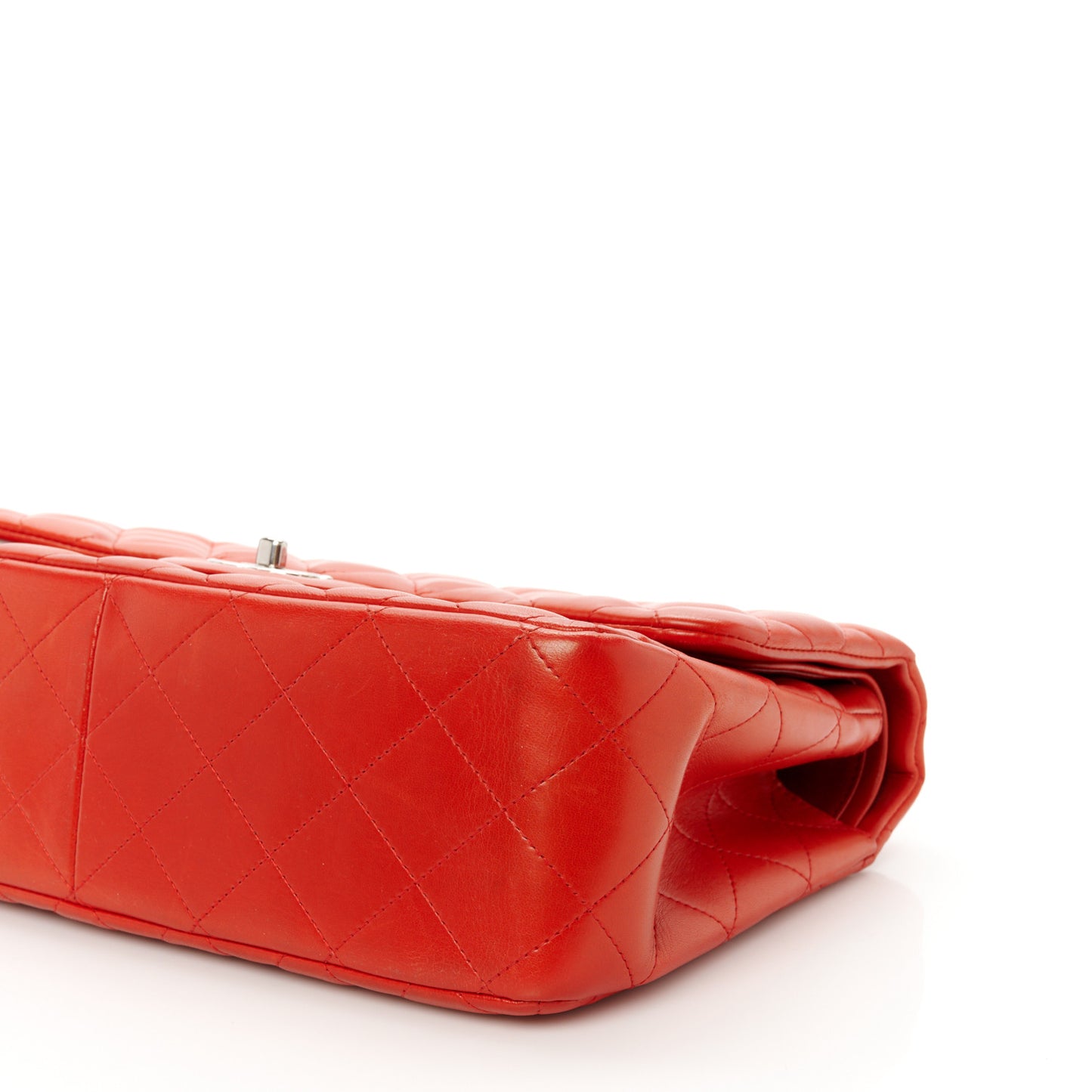 Lambskin Quilted Jumbo Double Flap Red