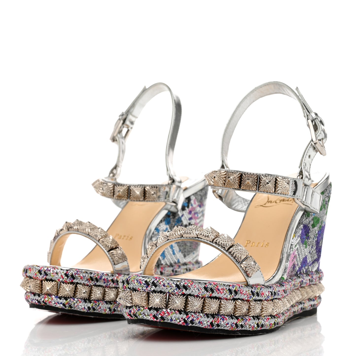 Paillette Pira Ryad 110 Wedge Sandals 37 Silver