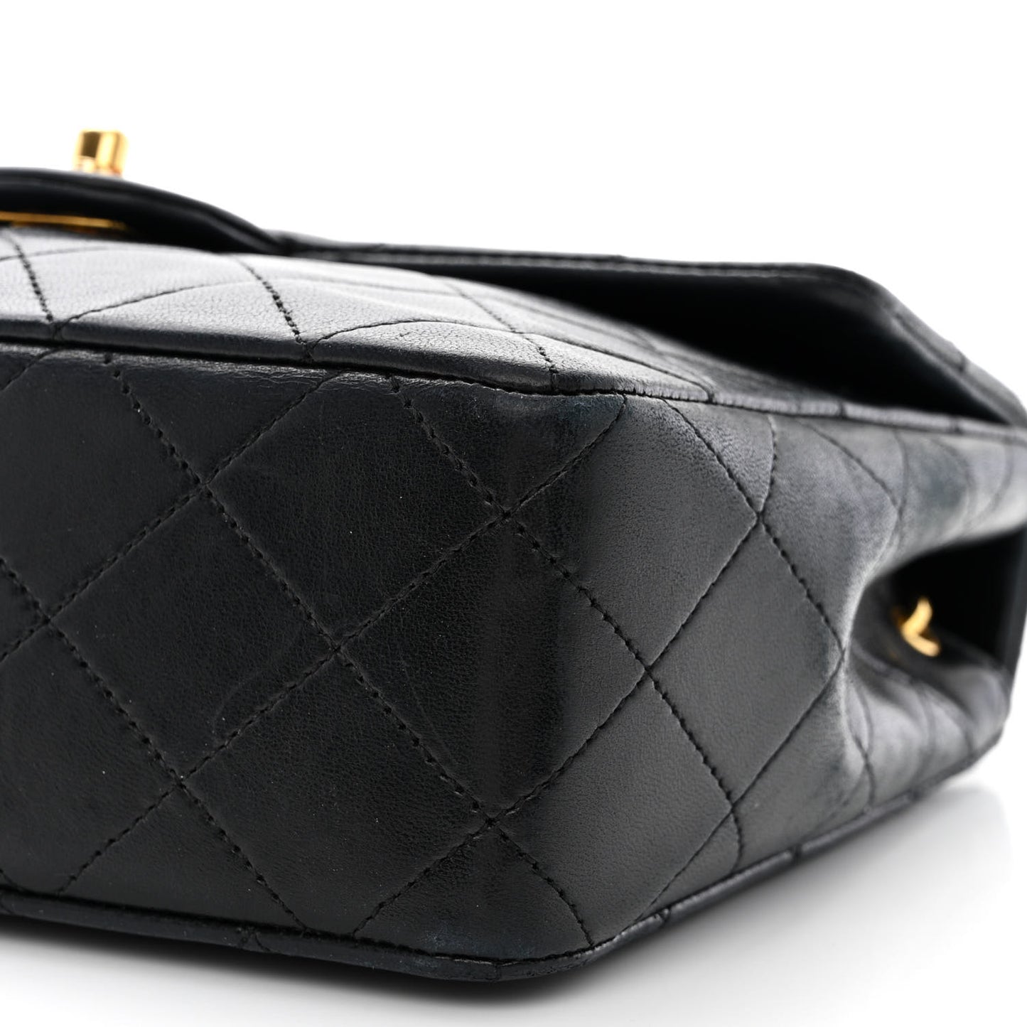 Lambskin Quilted Mini Square Flap Black