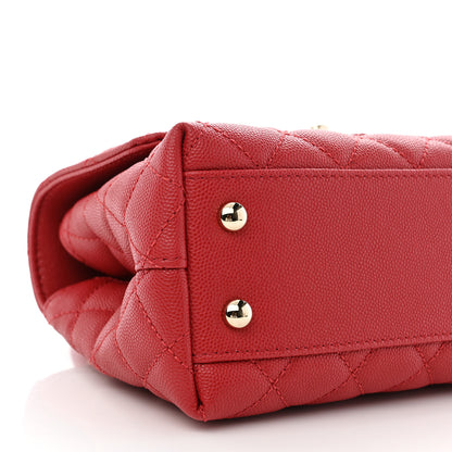 Chanel Caviar Quilted Mini Coco Handle Flap Red 9 of 13