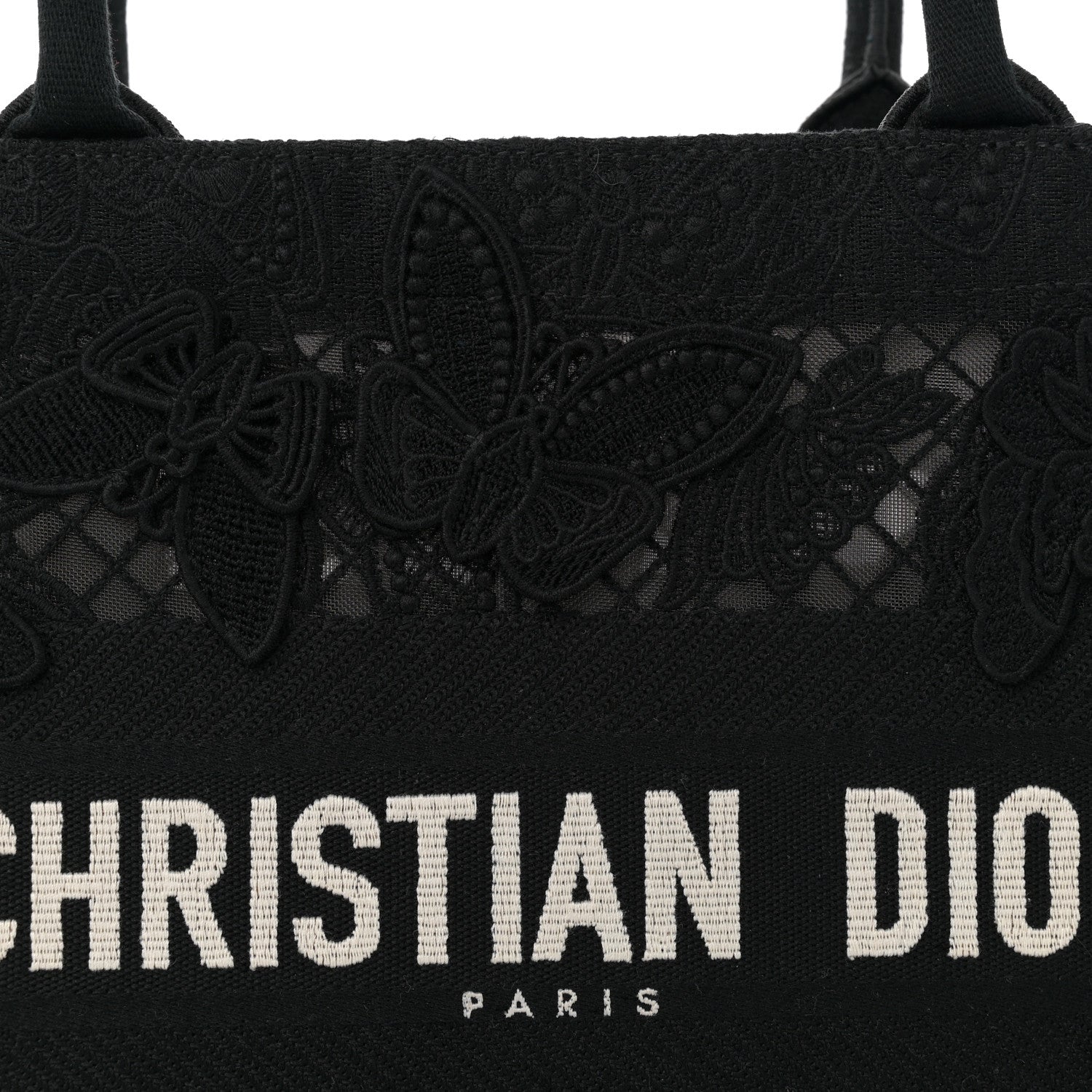 Christian Dior Embroidered 3D Macrame D-Lace Butterfly Medium Book Tote Black Multicolor 8 of 11