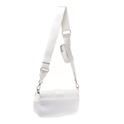 Prada Re-Nylon Spazzolato Double Pocket Buckle Shoulder Bag White 3 of 12