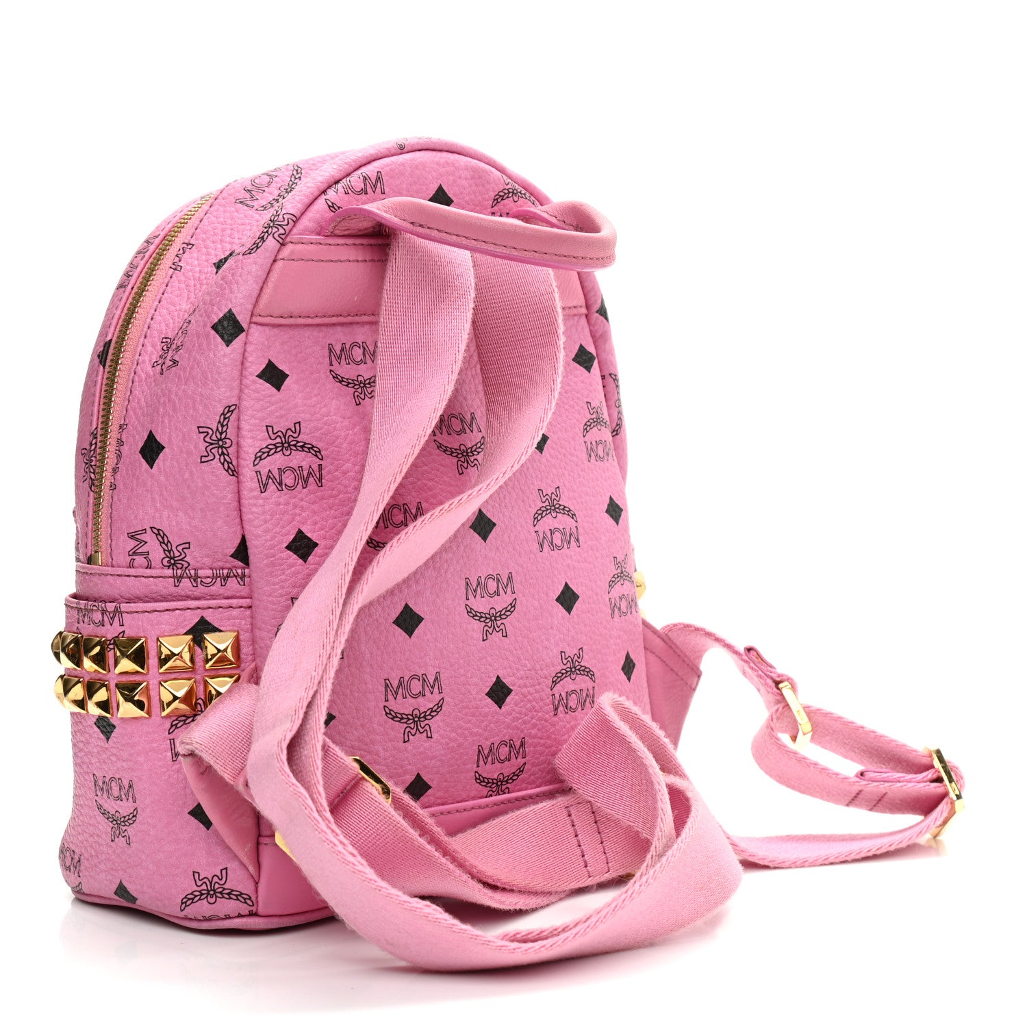 MCM Visetos Side Stud Small Stark Backpack Pink 3 of 12