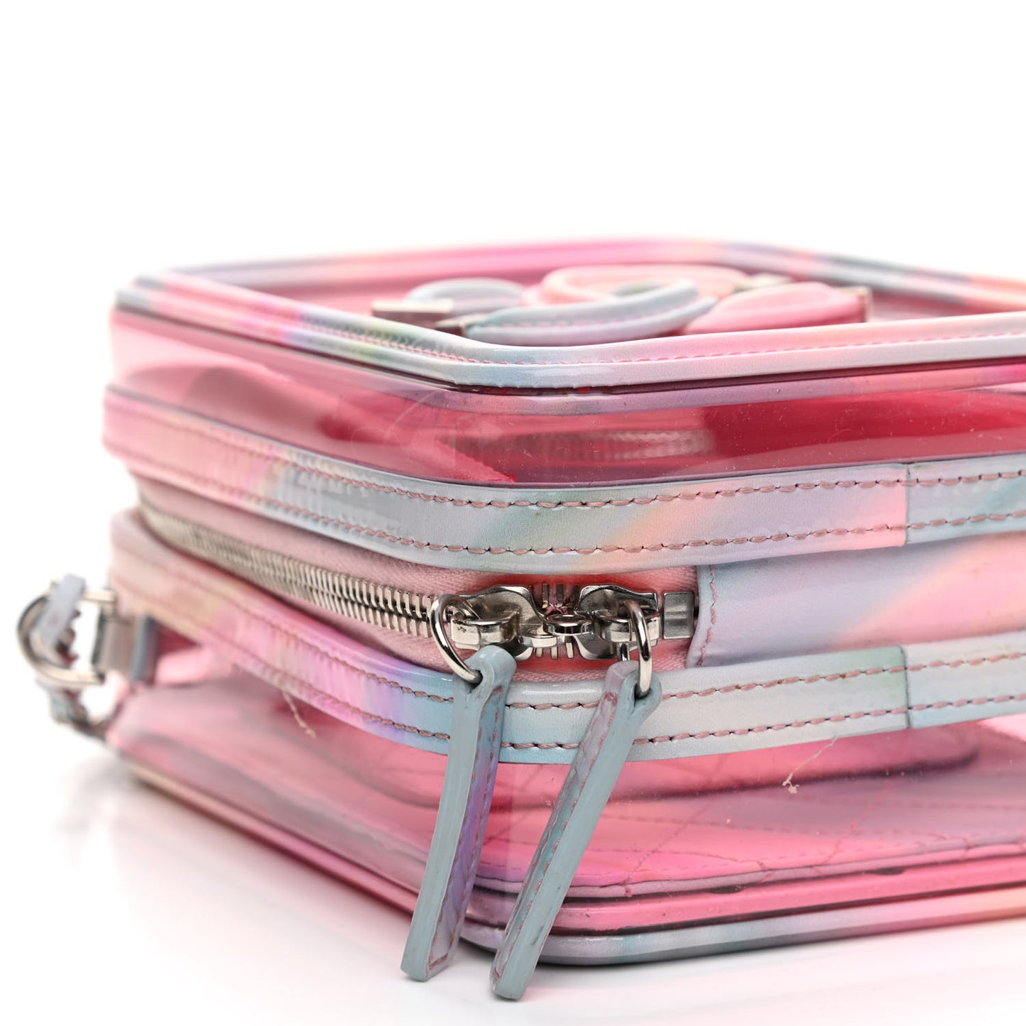 PVC Patent Calfskin Patent Lambskin Vertical Vanity Case Pink