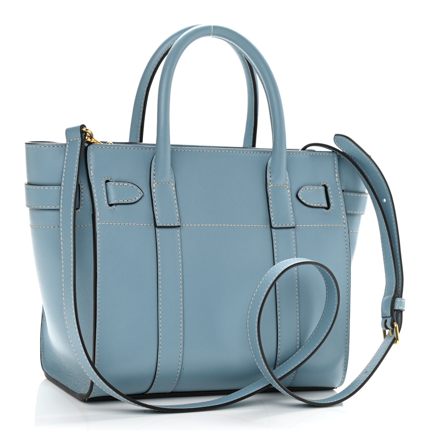 Silky Calfskin Small Bayswater Zip Tote Nordic Blue