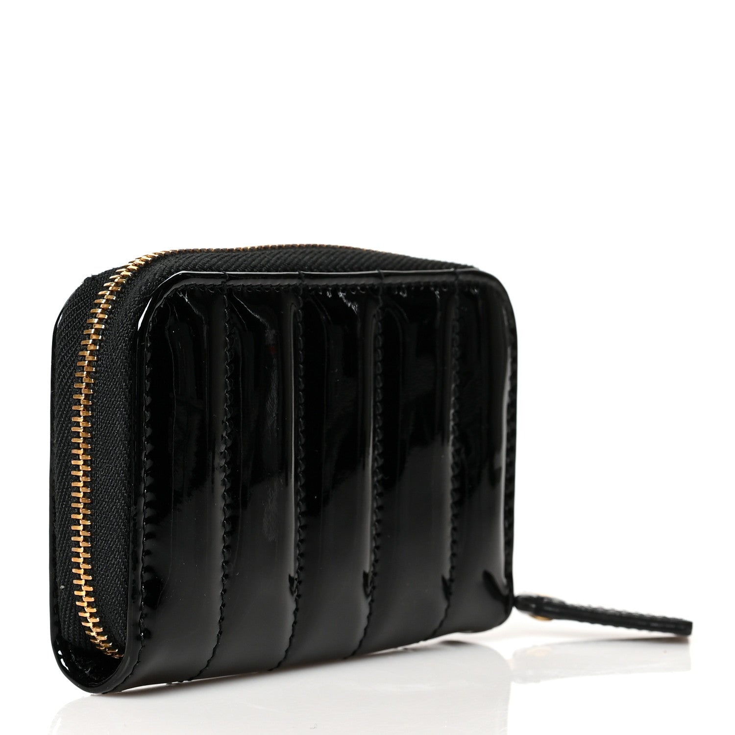 Saint Laurent Patent Matelasse Monogram Vicky Zip Around Card Case Black 3 of 7
