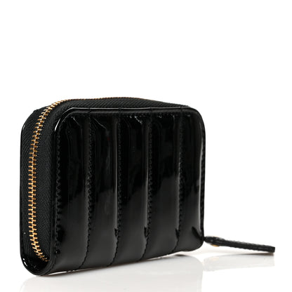 Saint Laurent Patent Matelasse Monogram Vicky Zip Around Card Case Black 3 of 7