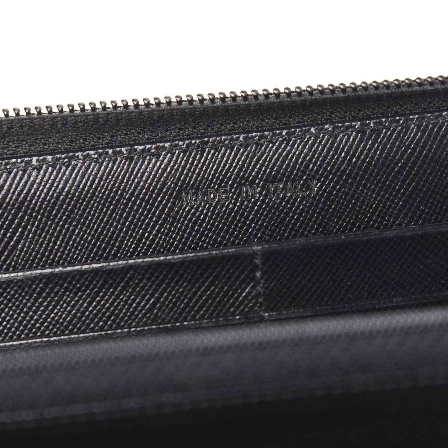 Saffiano Triangle Zip Around Wallet Black