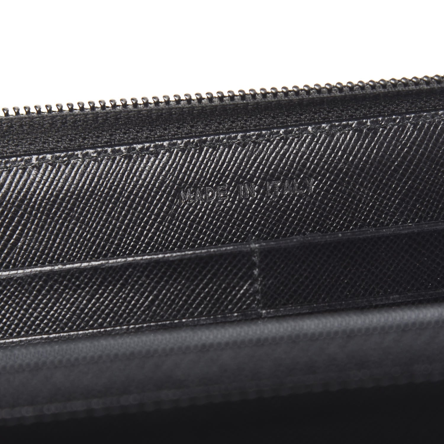 Prada Saffiano Triangle Zip Around Wallet Black 6 of 11