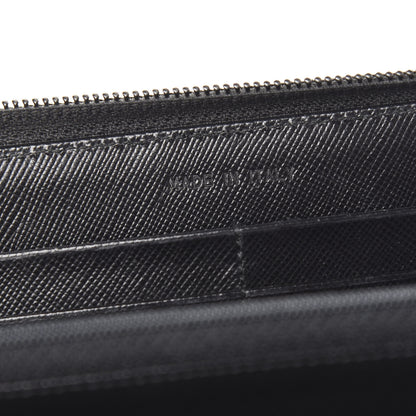 Prada Saffiano Triangle Zip Around Wallet Black 6 of 11