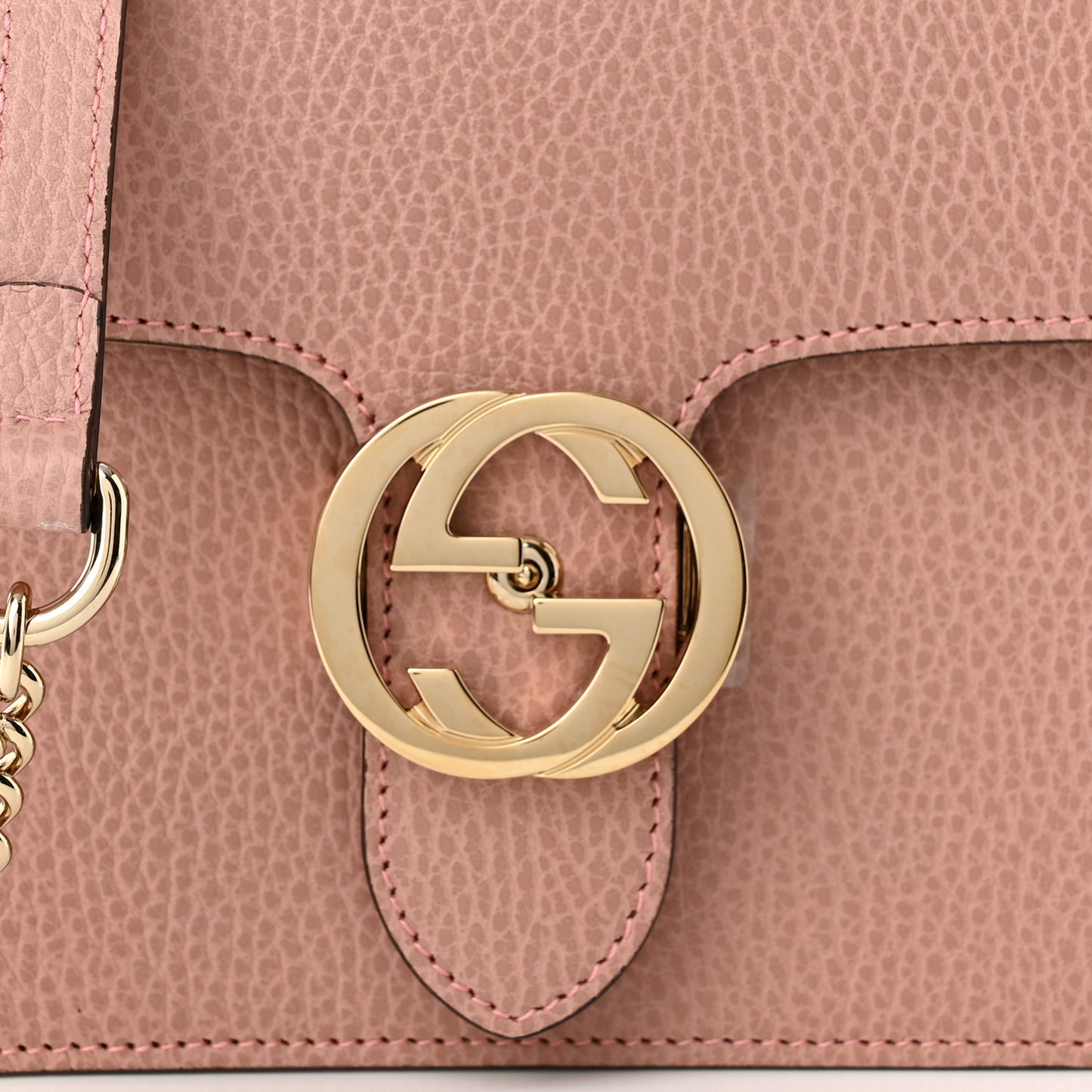 Dollar Calfskin Small Interlocking G Shoulder Bag Soft Pink