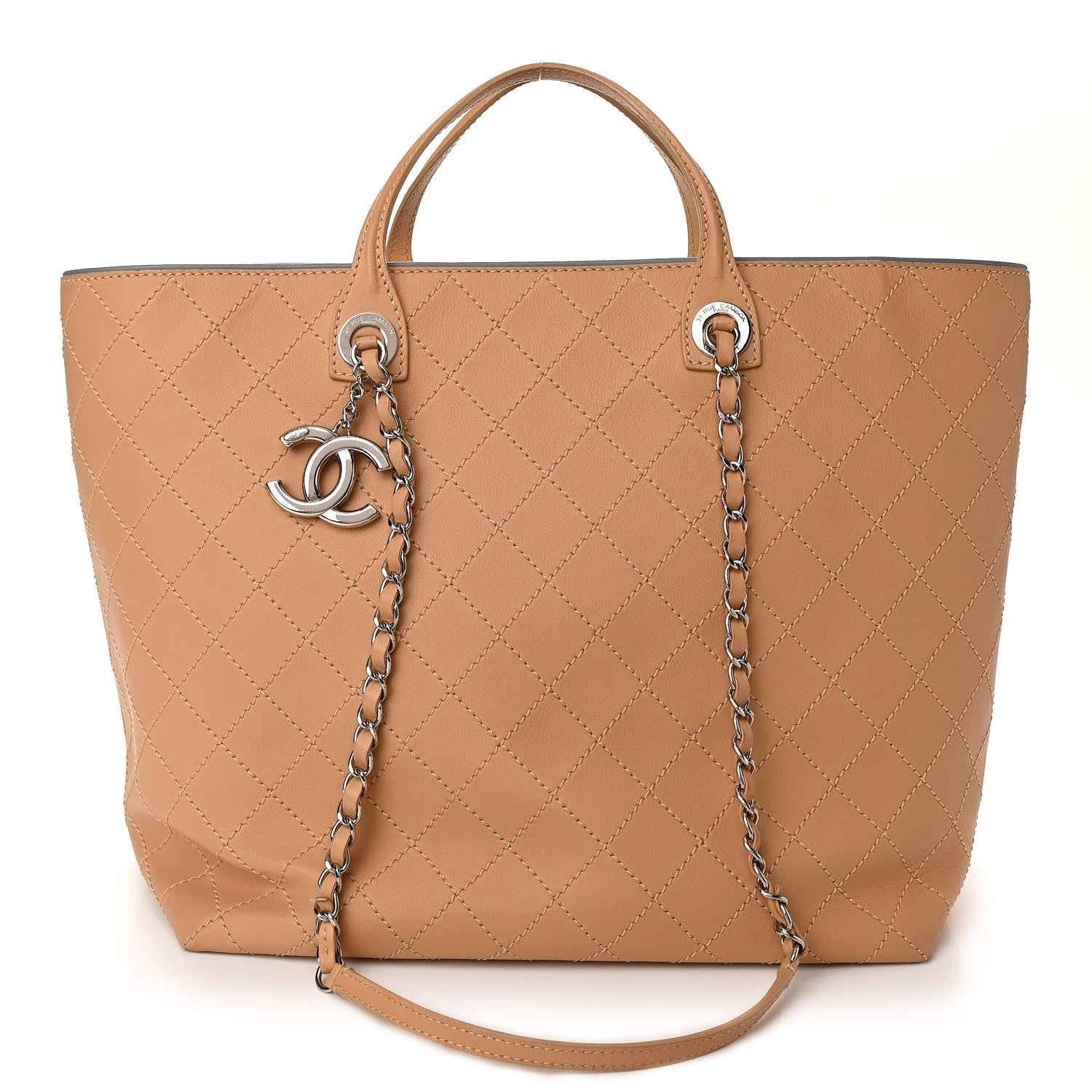 Chanel Calfskin Stitched Large Shopping Tote Beige 1 of 10