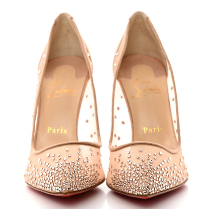 Christian Louboutin Suede Silk Crystal Strass Follies 100 Pumps 39.5 Light Silk 2 of 7