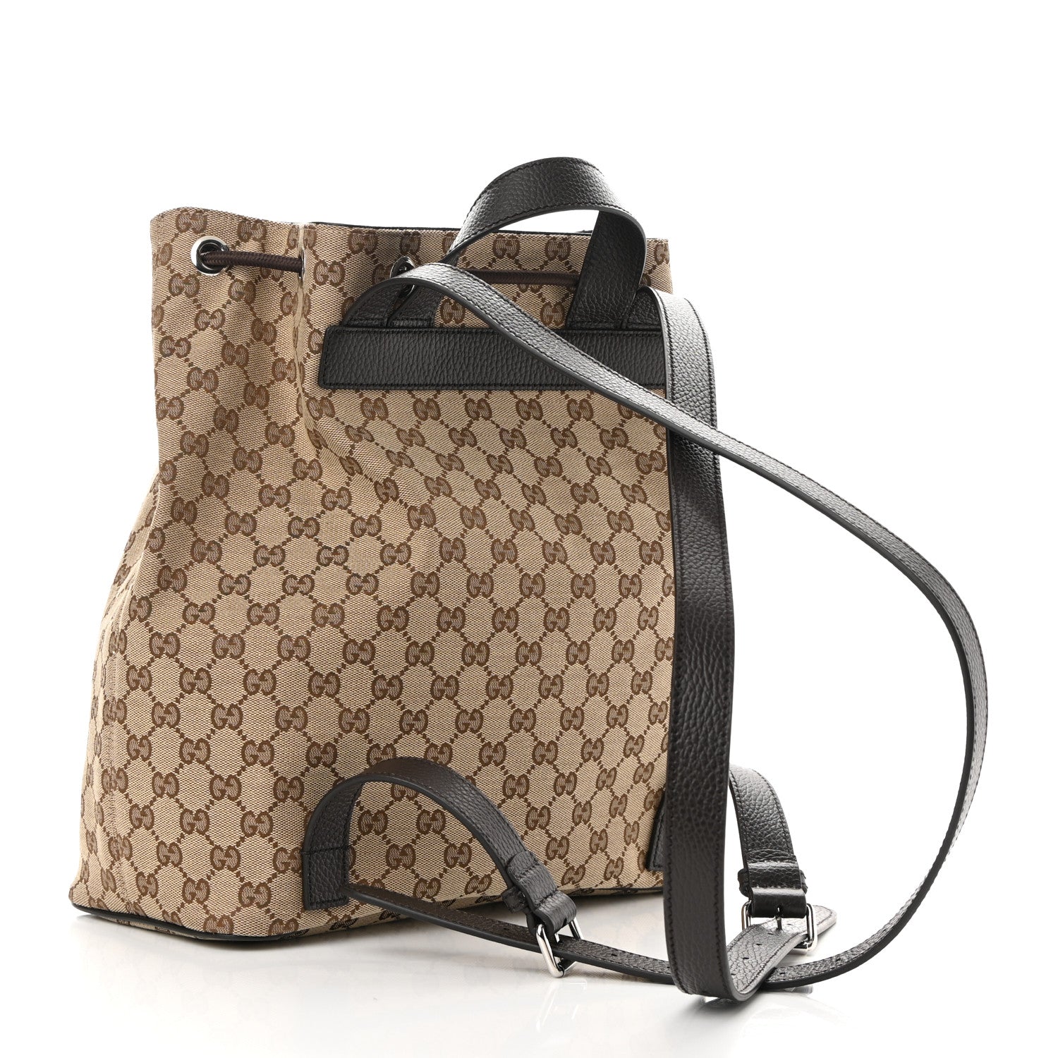Gucci Monogram Dollar Calfskin O Drawstring Backpack Beige Ebony Testa di Moro Dark Chocolate 3 of 10
