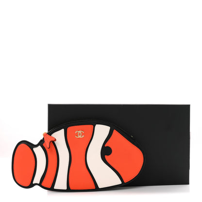 Chanel Lambskin Clownfish Clutch Orange White Black 8 of 8
