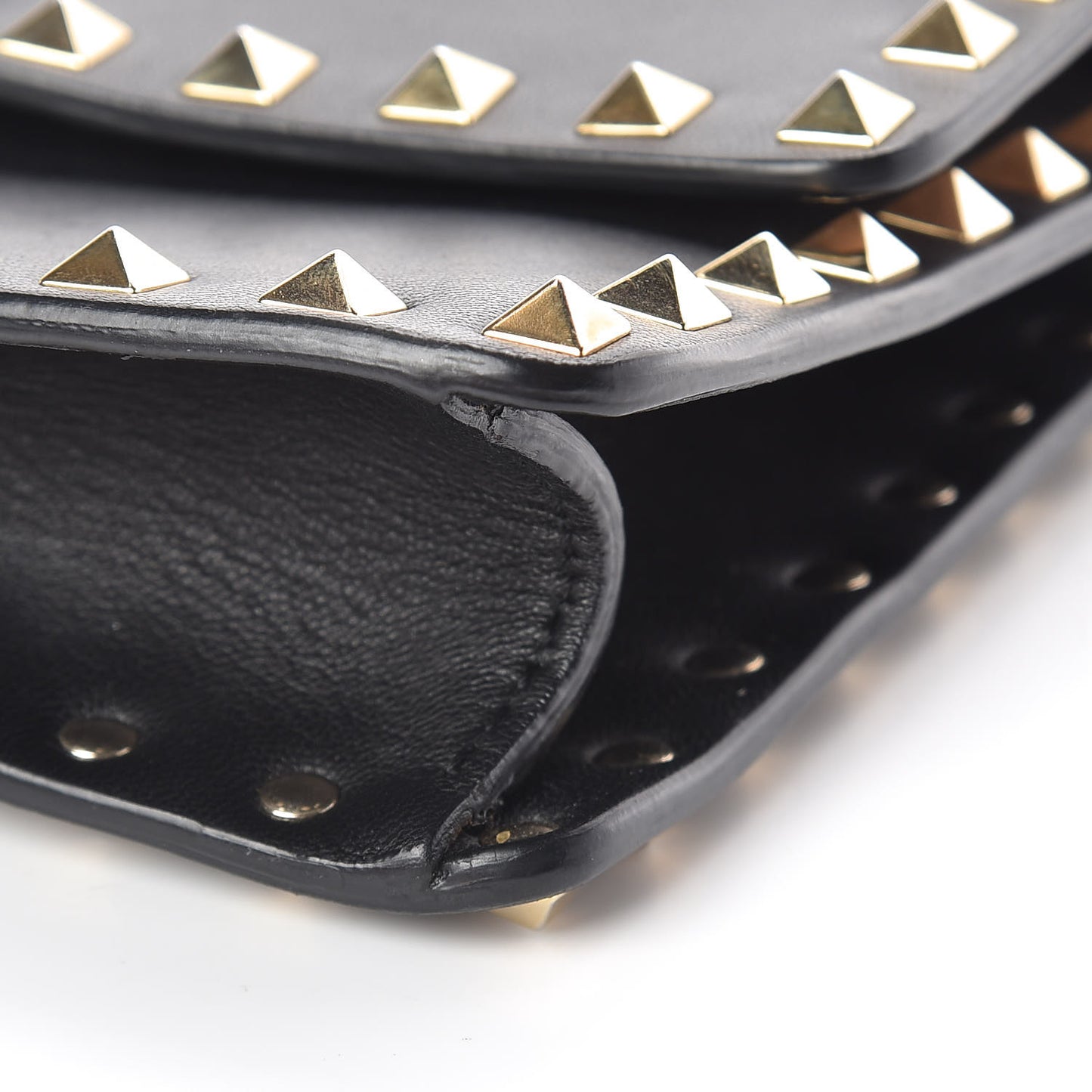 Calfskin Rockstud Top Handle Crossbody Black