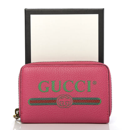 Gucci Grained Calfskin Logo Zip Around Card Case Box Pink Green 7 of 7