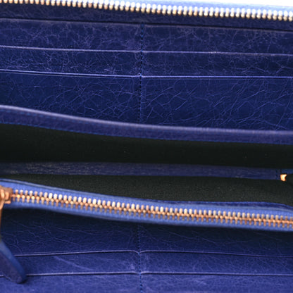 Balenciaga Agneau Giant 12 Gold Hardware Continental Zip Around Wallet Bleu Lavande 5 of 10