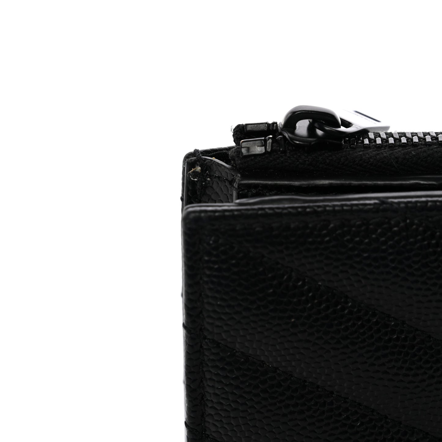 Grain De Poudre Matelasse Chevron Monogram Zipped Two-Part Wallet Black
