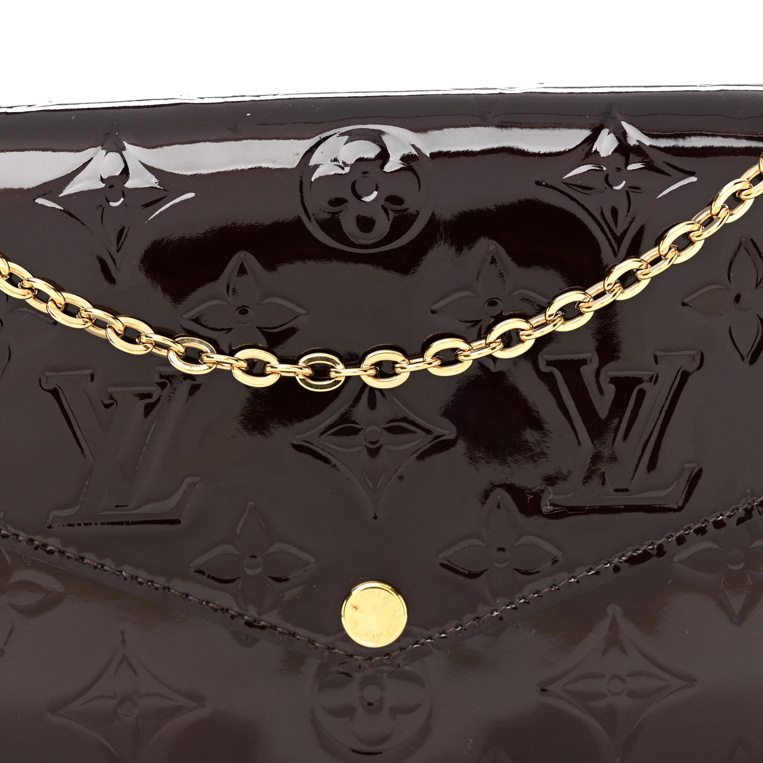 Louis Vuitton Vernis Pochette Felicie Chain Wallet Amarante 9 of 11
