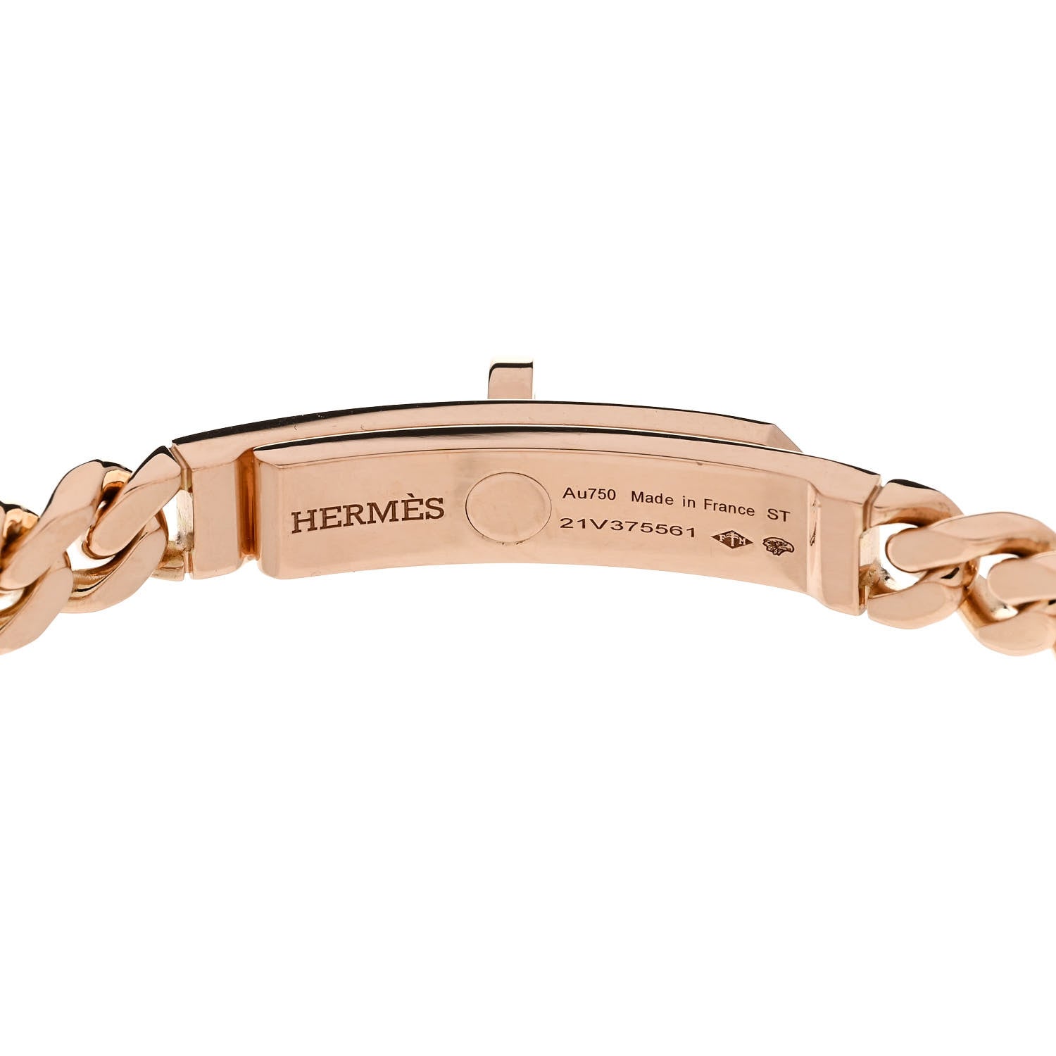 Hermes 18K Rose Gold Diamond PM Kelly Gourmette Bracelet ST 3 of 4
