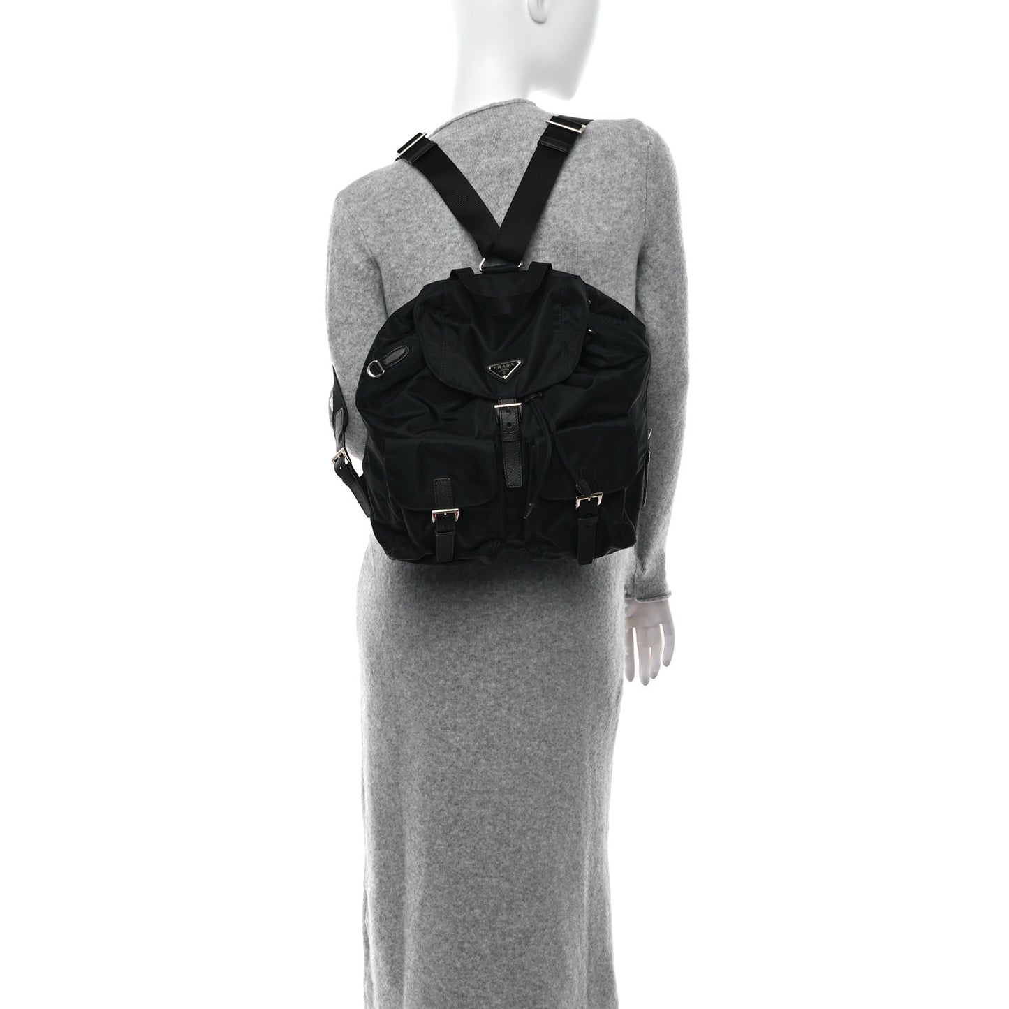 Tessuto Nylon Vela Medium Backpack Black