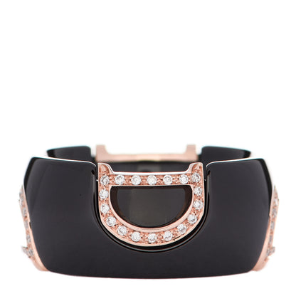 Damiani 18K Pink Gold Ceramic Diamond D Icon Ring 53 6.25 Black 1 of 6