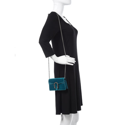 Gucci Velvet Super Mini Dionysus Shoulder Bag Pavone Cyan 2 of 11