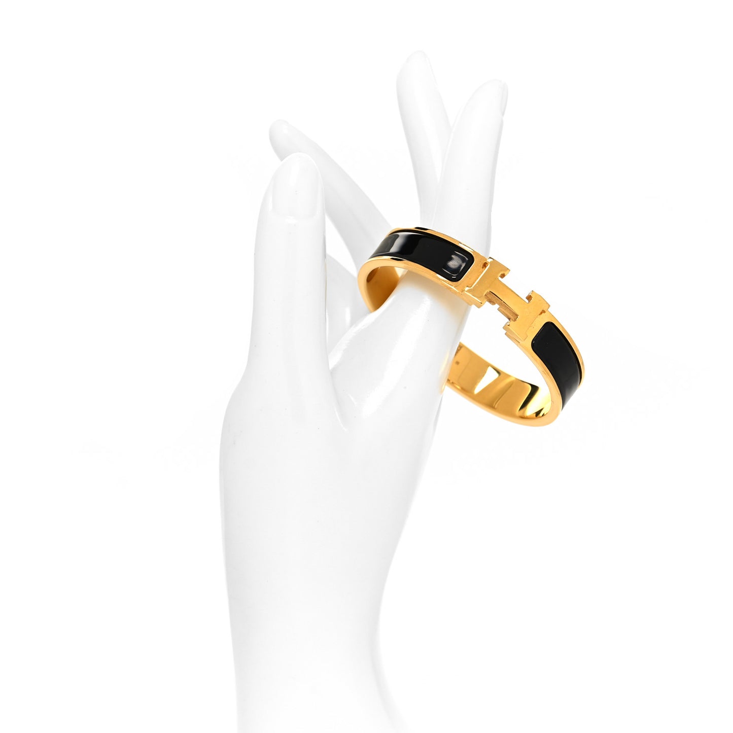 Enamel Narrow Clic Clac H Bracelet PM Black