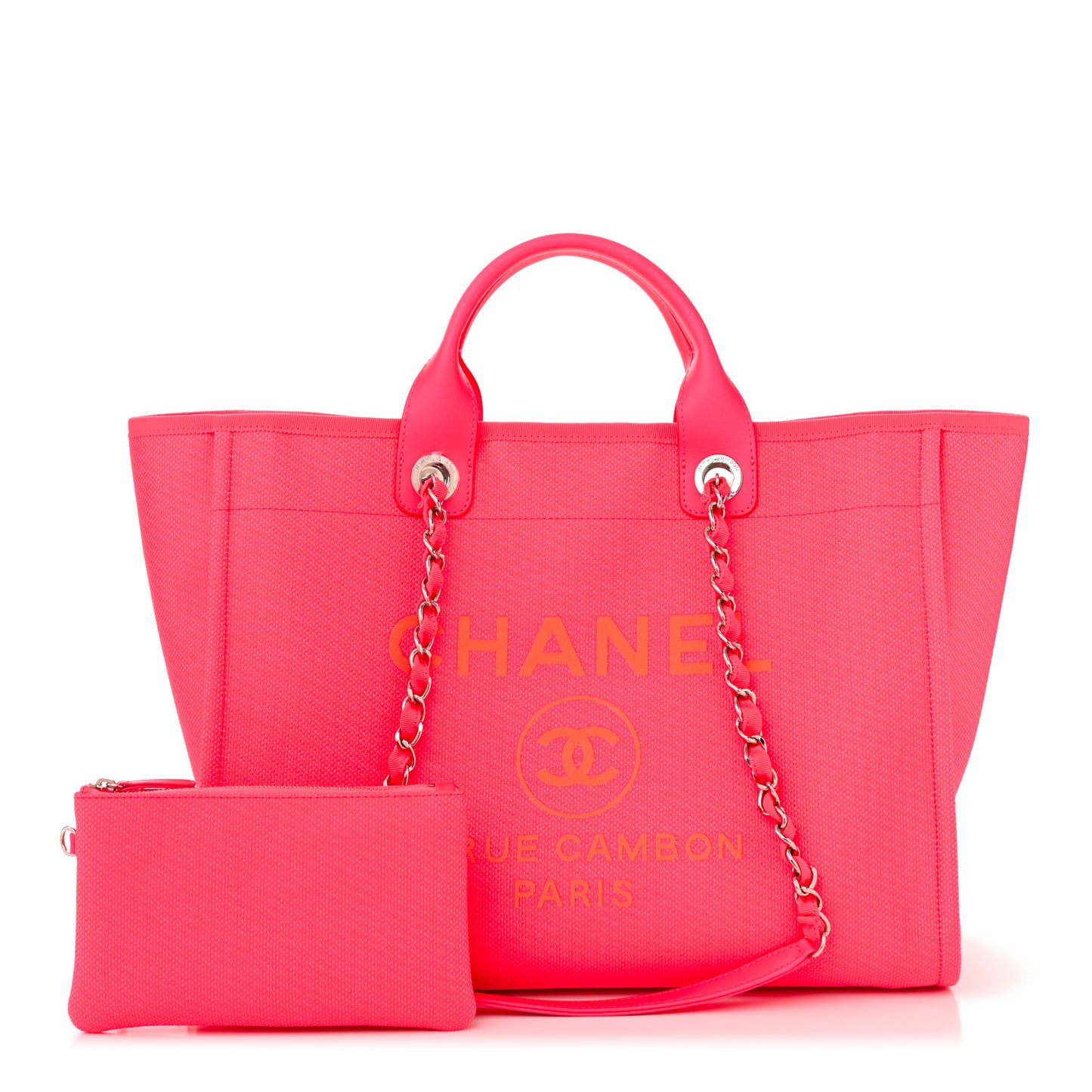 Mixed Fibers Calfskin Medium Deauville Tote Pink Orange