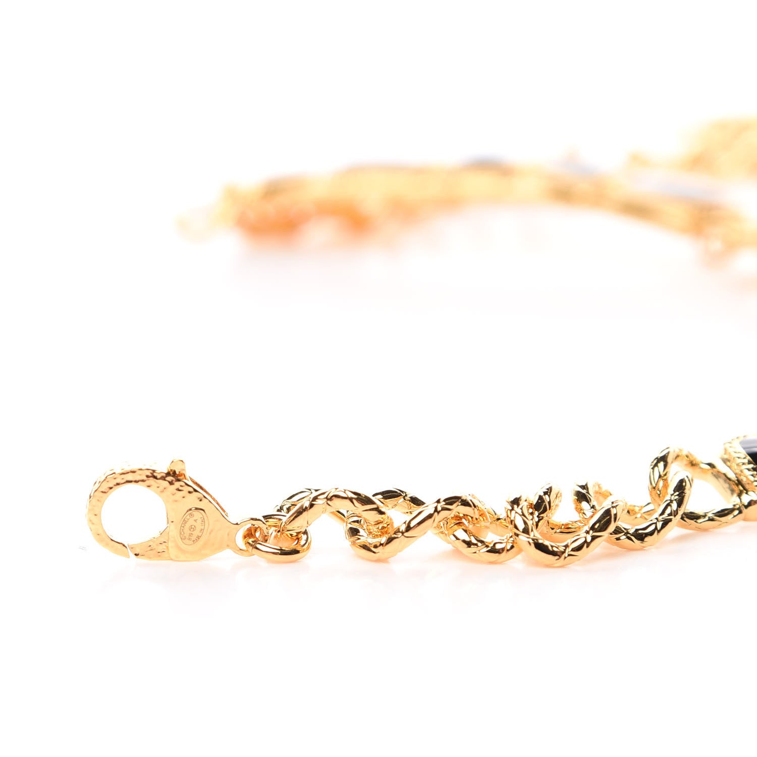 Chanel Resin Along The Nile Large CC Pendant Necklace Gold Black 4 of 7