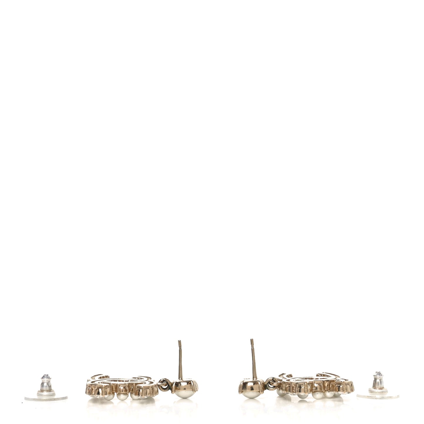 Crystal Pearl Dazzling Domino CC Drop Earrings Gold