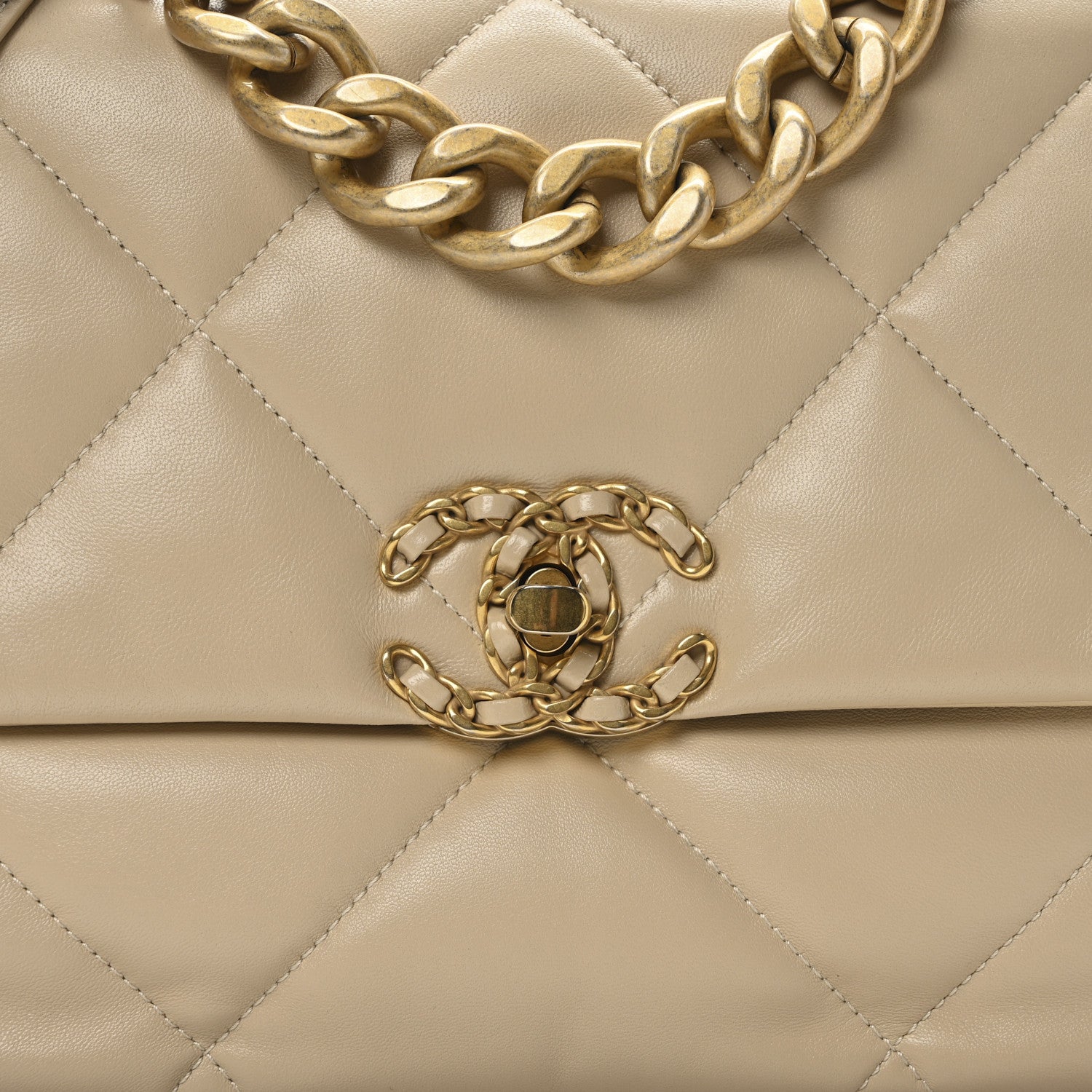 Chanel Lambskin Quilted Large Chanel 19 Flap Beige 8 of 11