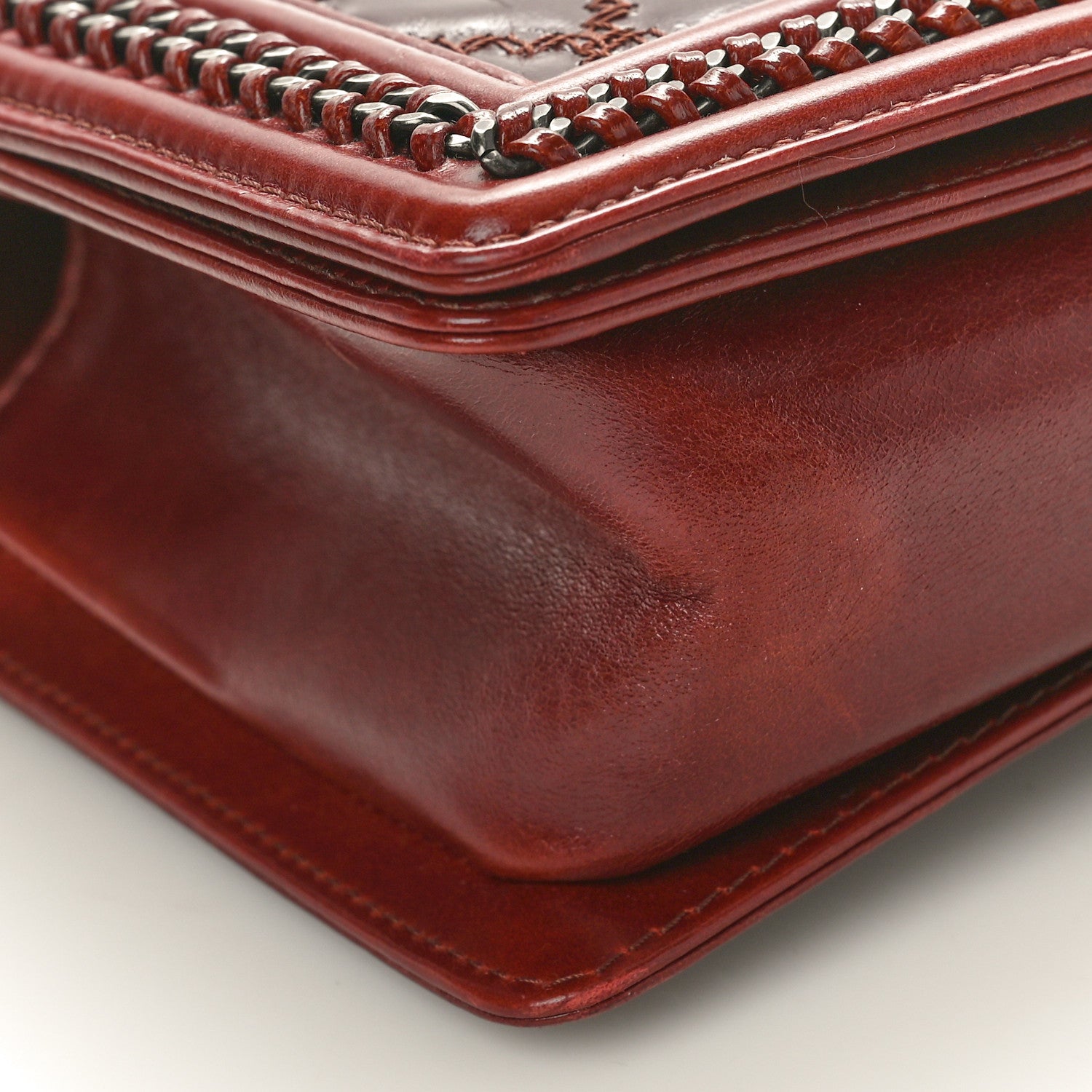 Chanel Goatskin Quilted Medium Boy Handle Flap Burgundy 9 of 10