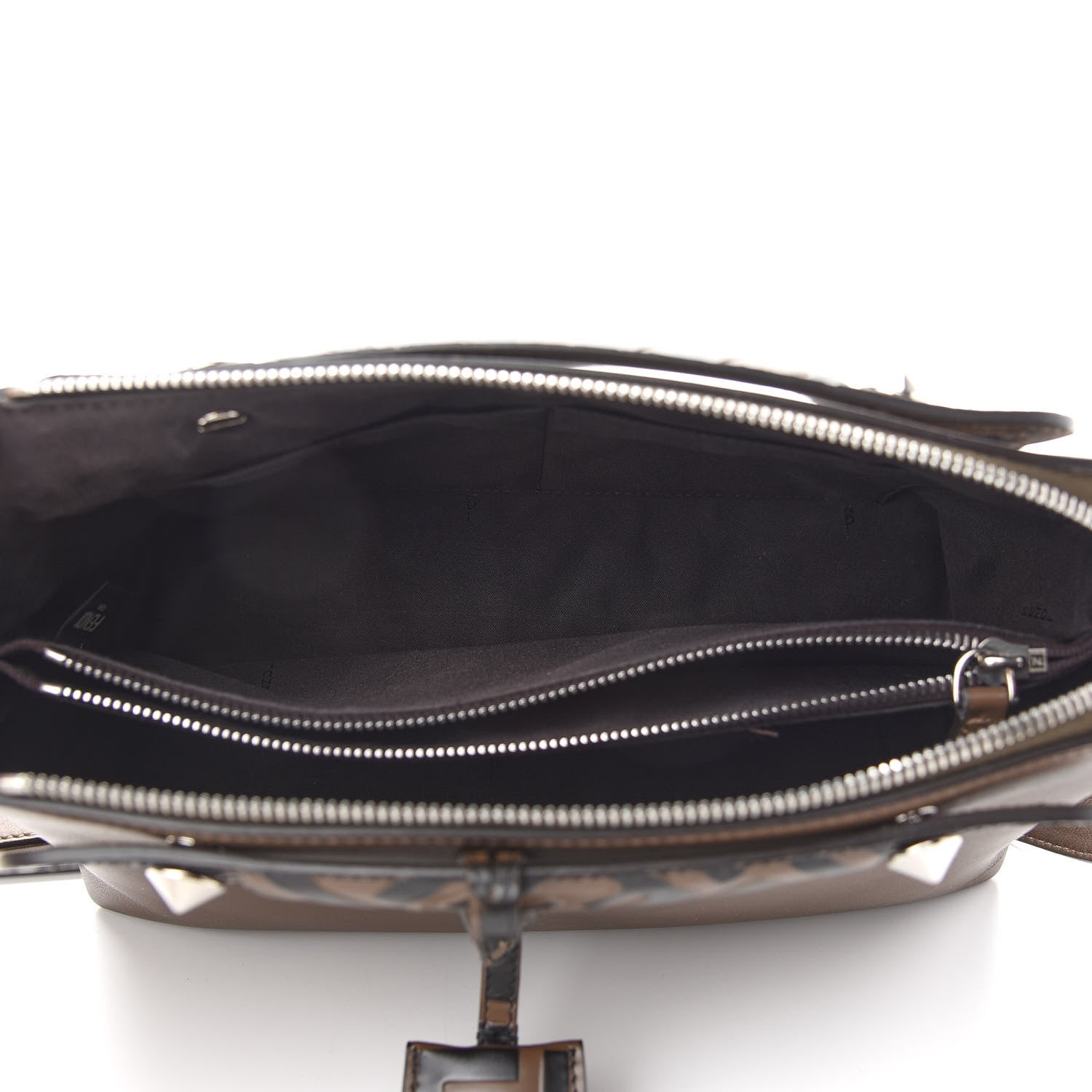 Fendi Vitello Dolce Bi-Color FF 1974 Embossed Medium By The Way Boston Bag Maya Black 5 of 10