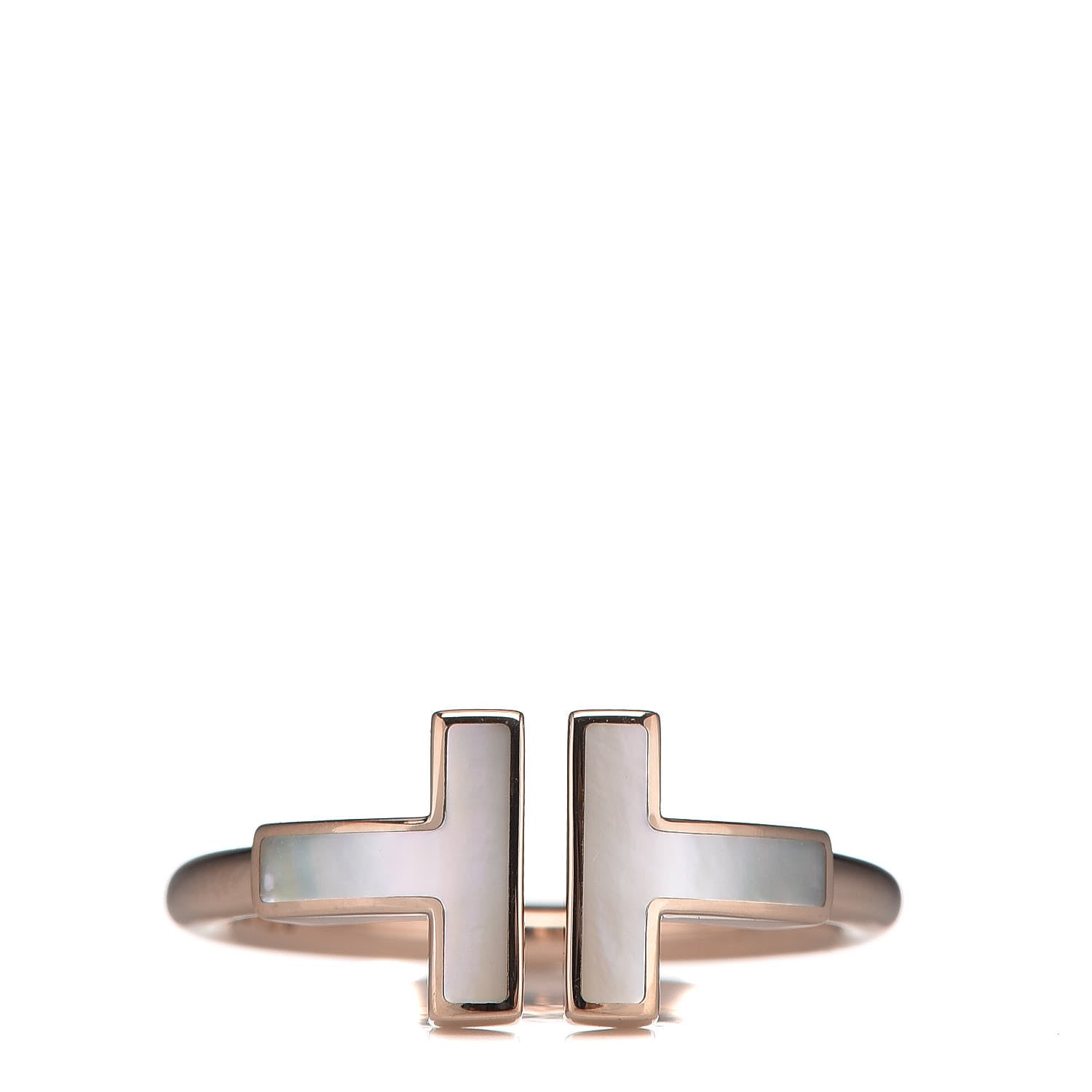 Tiffany 18K Rose Gold Mother of Pearl T Wire Ring 52 6 1 of 6