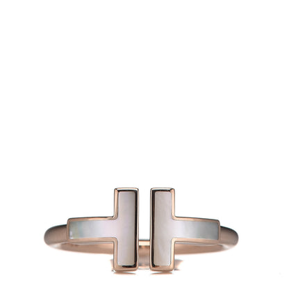 Tiffany 18K Rose Gold Mother of Pearl T Wire Ring 52 6 1 of 6