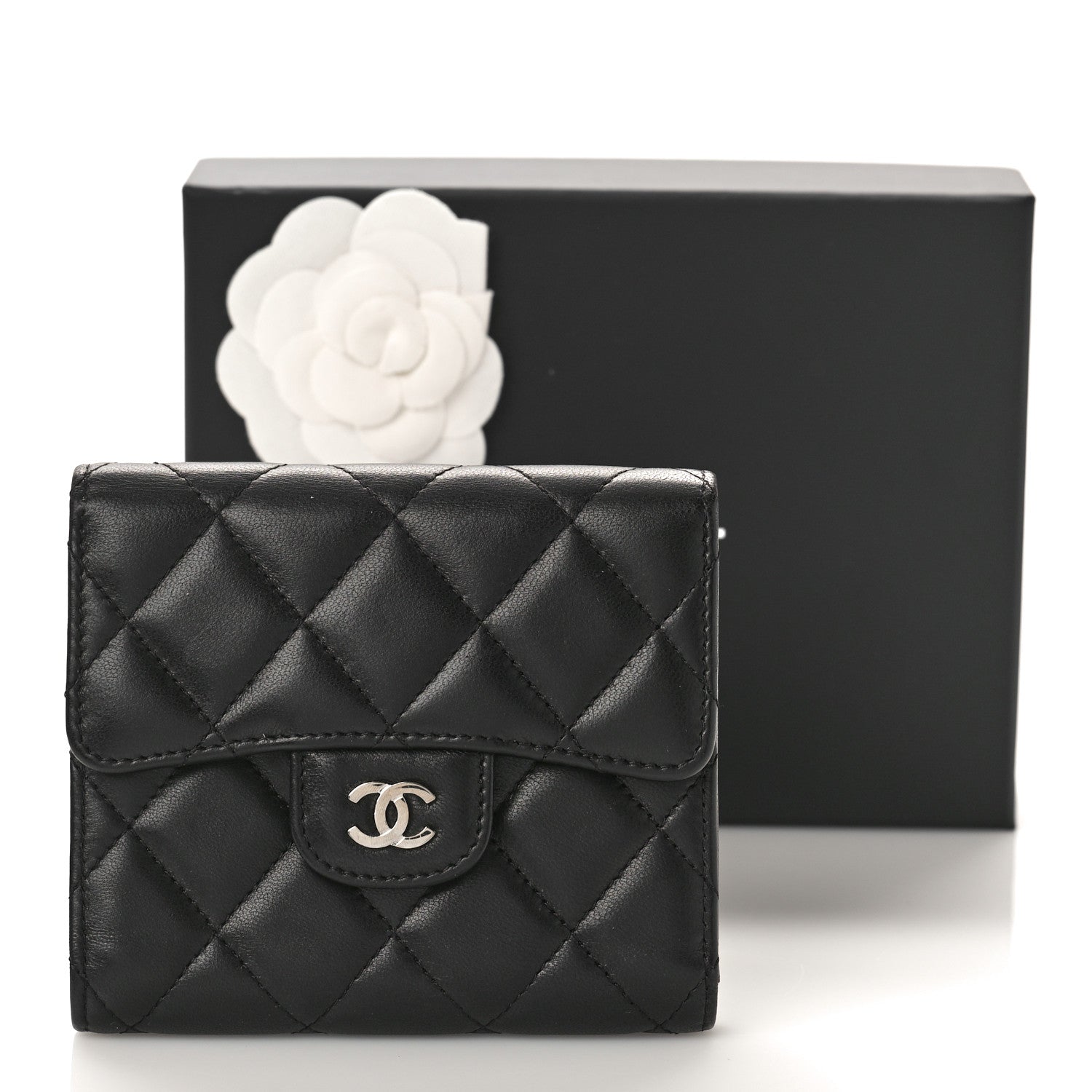 Chanel Lambskin Quilted Small Compact Wallet Black 11 of 11