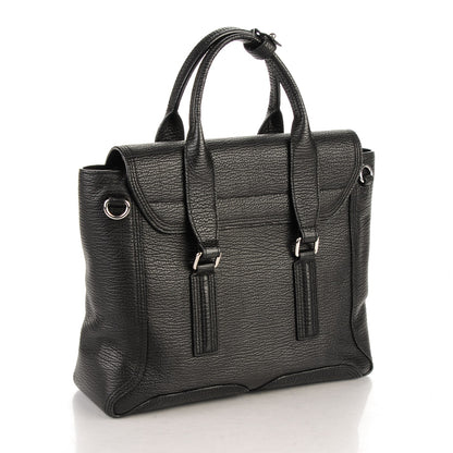 3.1 Phillip Lim 3.1 Textured Calfskin Medium Pashli Satchel Black 3 of 8
